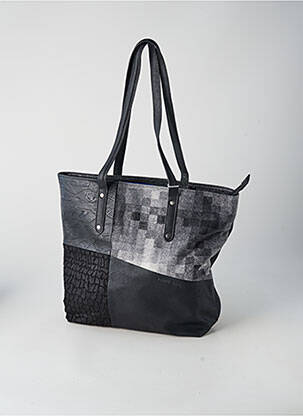 Sac multipoches forme rectangulaire noir PATRICK BLANC femme