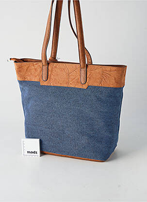 Sac fermeture zippée forme rectangulaire bleu PATRICK BLANC femme