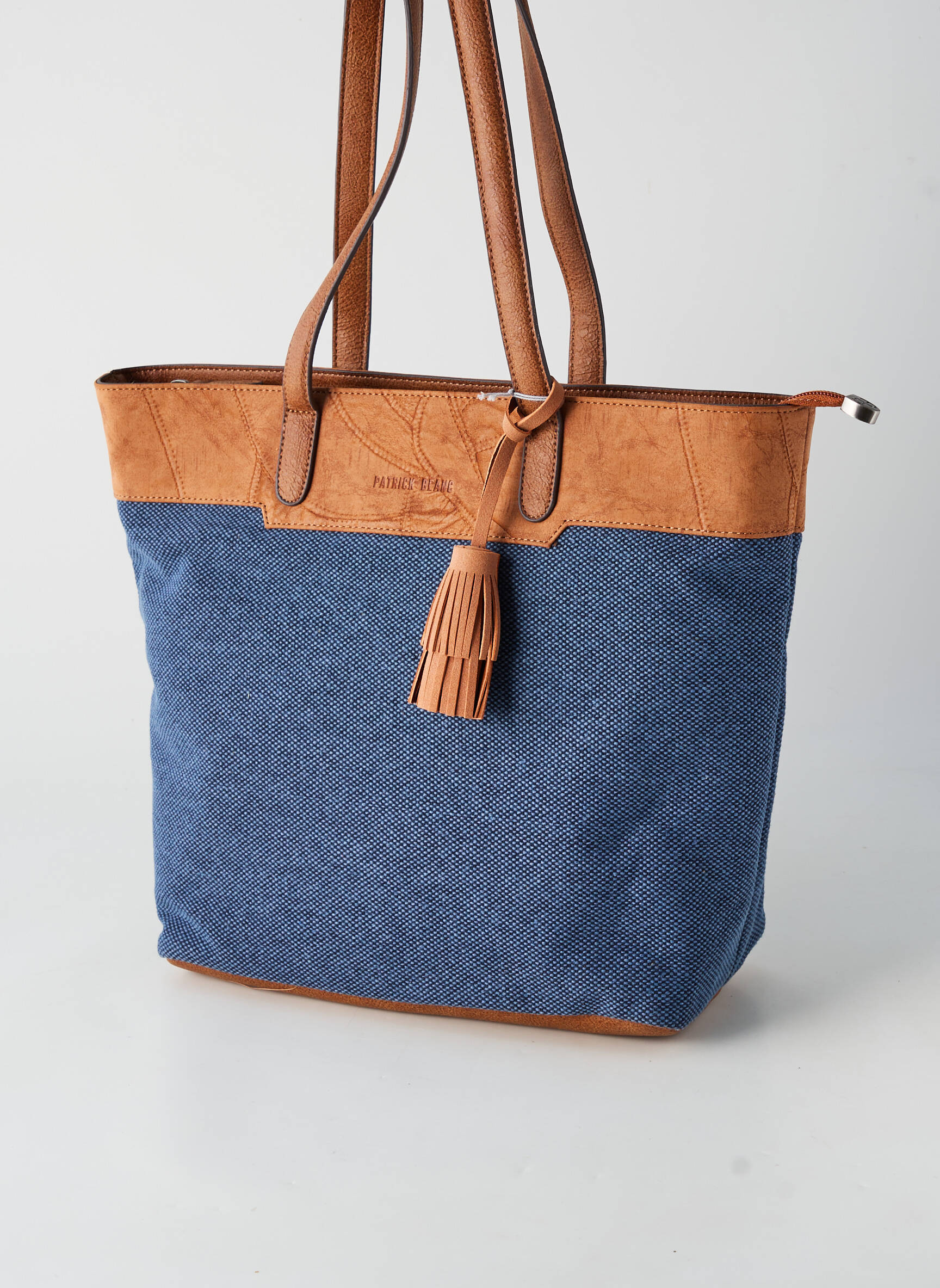 Sac fermeture zippée forme rectangulaire bleu PATRICK BLANC femme