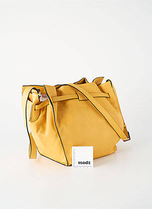 Sac cuir grainé forme rectangulaire jaune PATRICK BLANC femme
