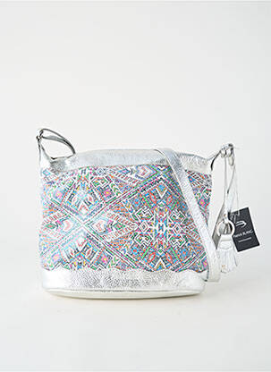 Sac fermeture zippée forme rectangulaire argent PATRICK BLANC femme