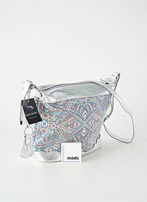 Sac fermeture zippée forme rectangulaire argent PATRICK BLANC femme