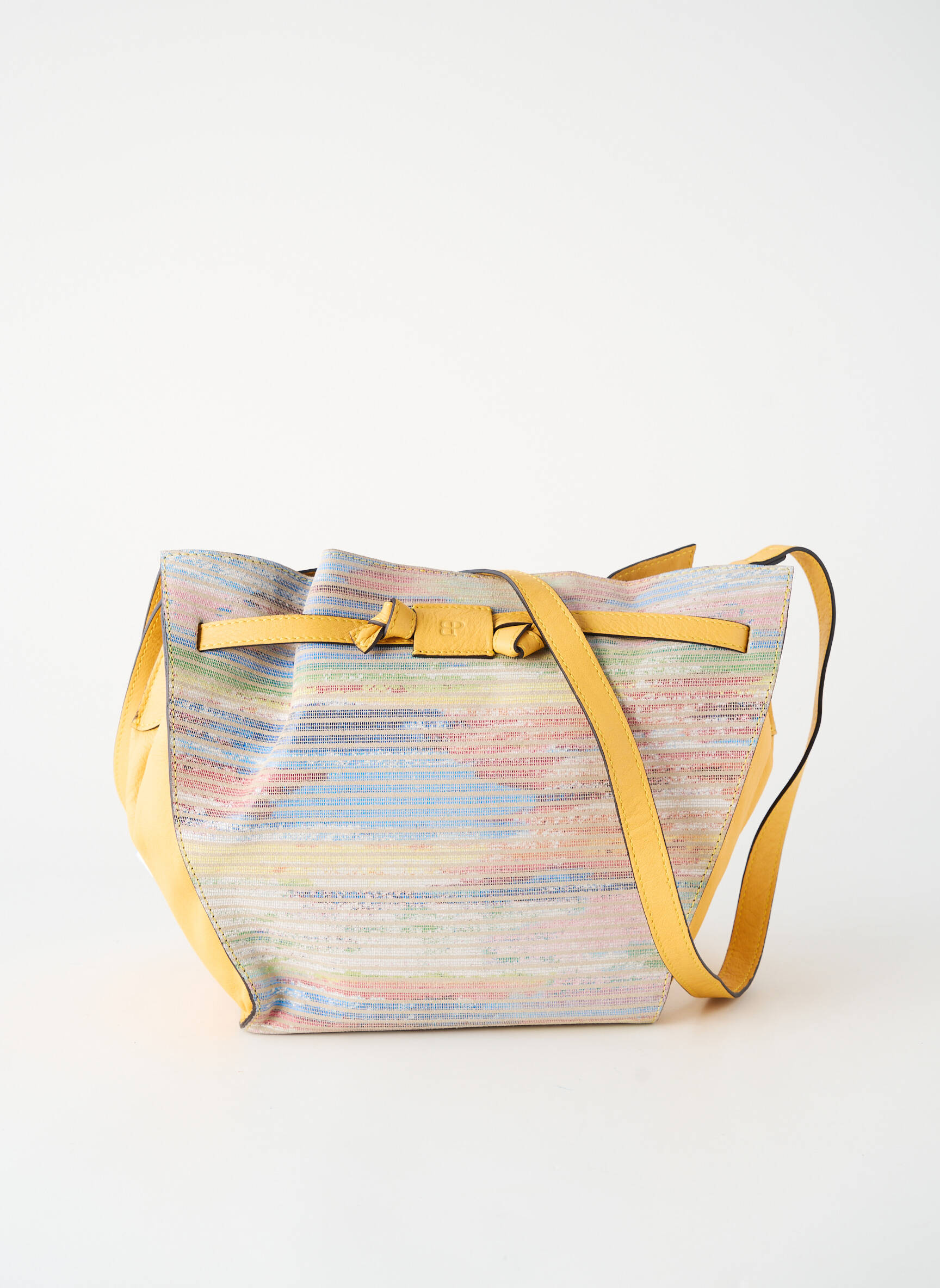 Sac cuir grainé forme rectangulaire jaune PATRICK BLANC femme