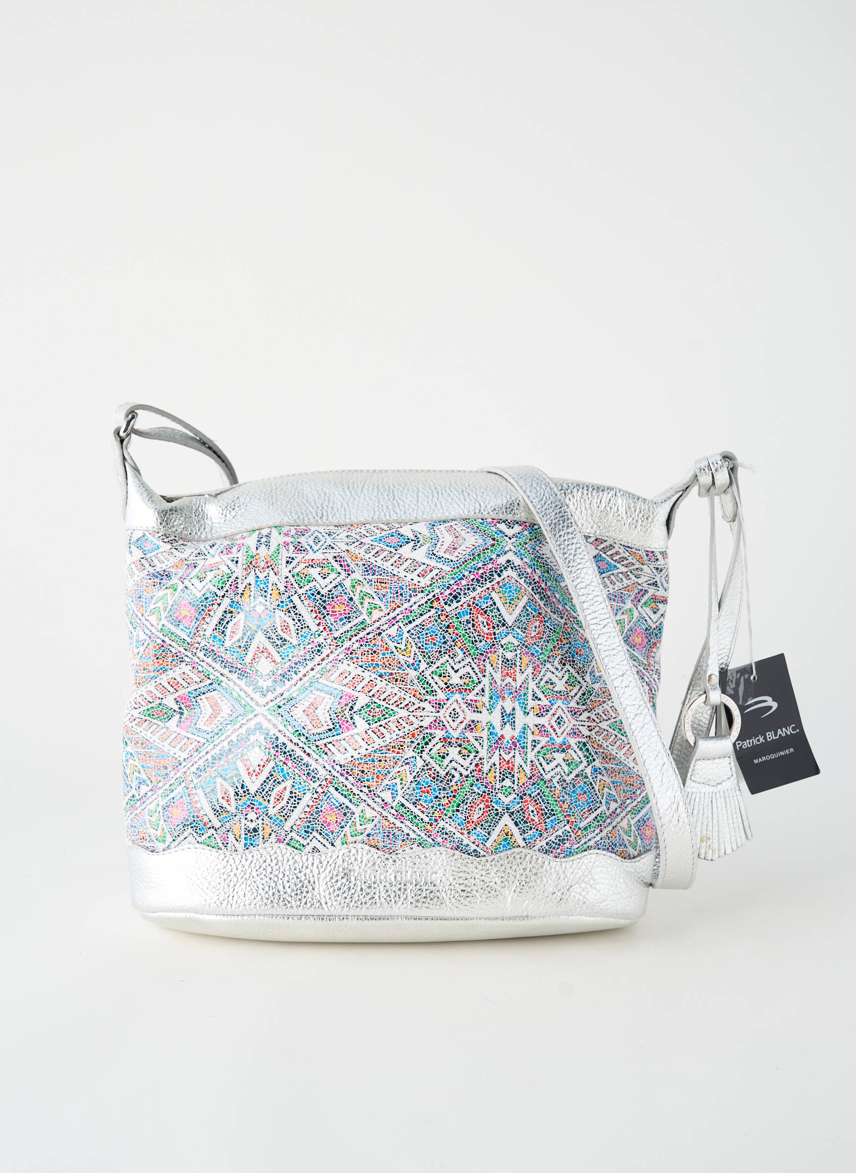 Sac fermeture zippée forme rectangulaire argent PATRICK BLANC femme