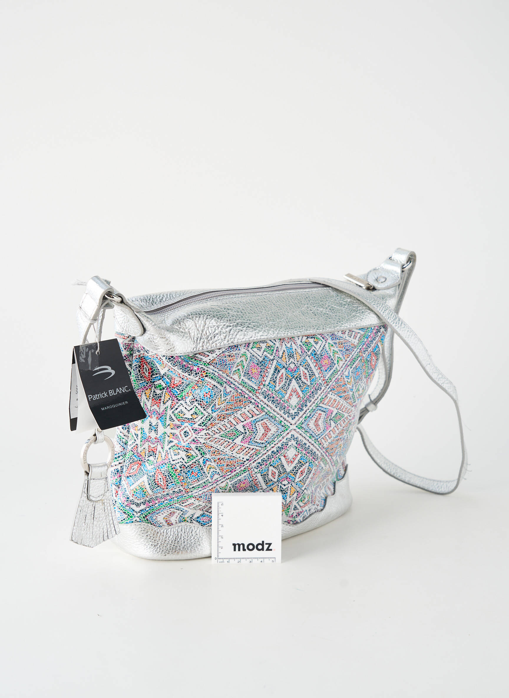 Sac fermeture zippée forme rectangulaire argent PATRICK BLANC femme