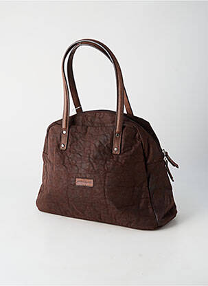 Sac fermeture zippée forme rectangulaire marron PATRICK BLANC femme