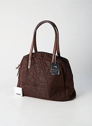 Sac fermeture zippée forme rectangulaire marron PATRICK BLANC femme
