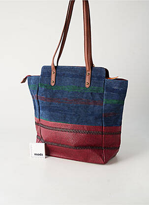 Sac fermeture zippée forme cabas bleu APOLINE femme