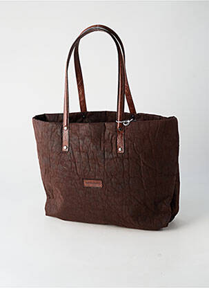 Sac fermeture zippée forme cabas marron PATRICK BLANC femme
