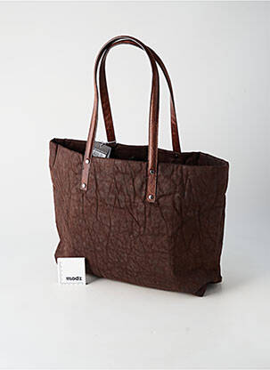 Sac fermeture zippée forme cabas marron PATRICK BLANC femme