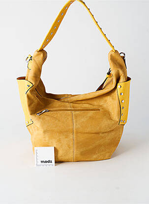 Sac fermeture zippée forme rectangulaire jaune EMMA DORE femme