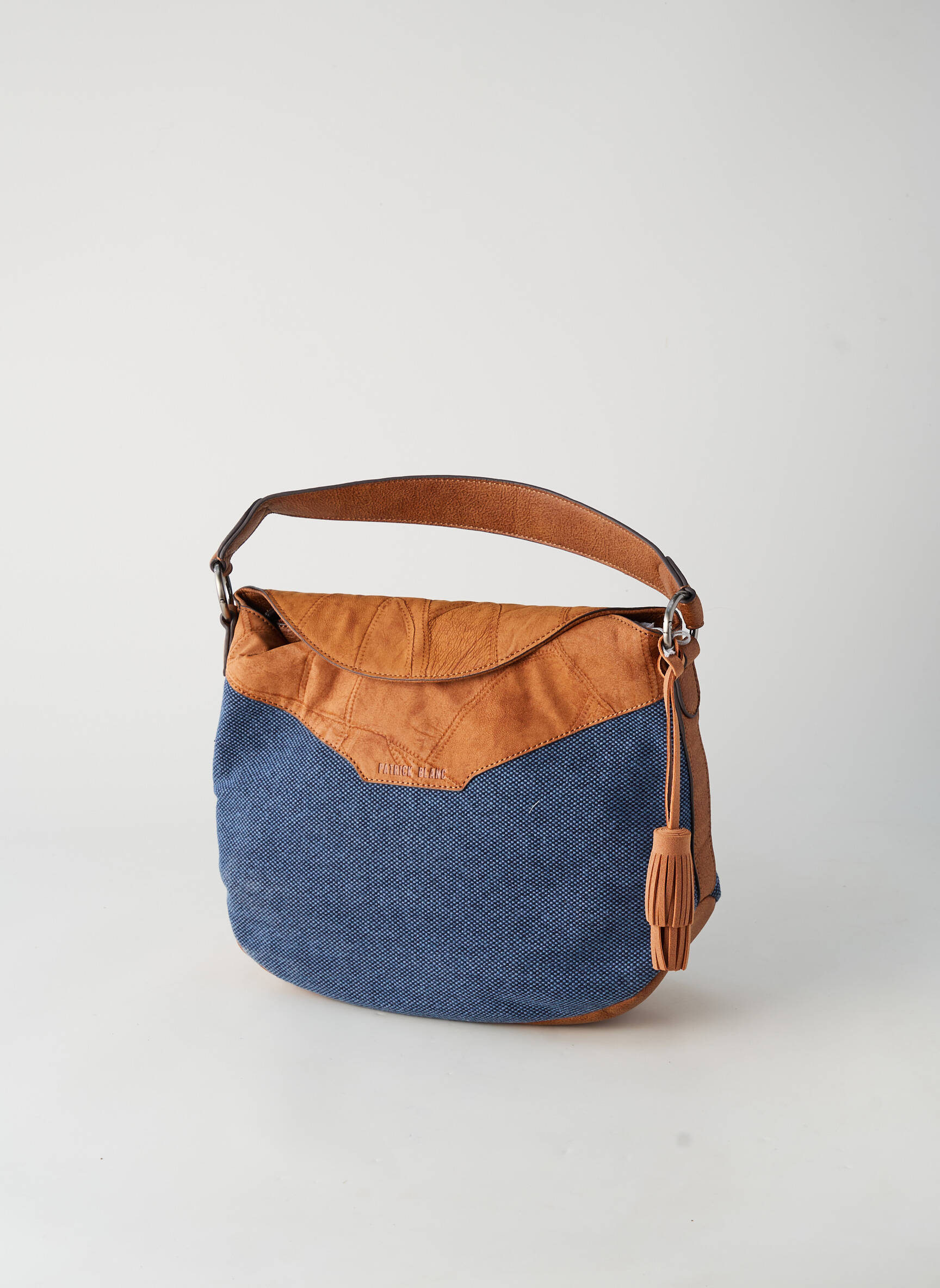 Sac multipoches forme carré bleu PATRICK BLANC femme