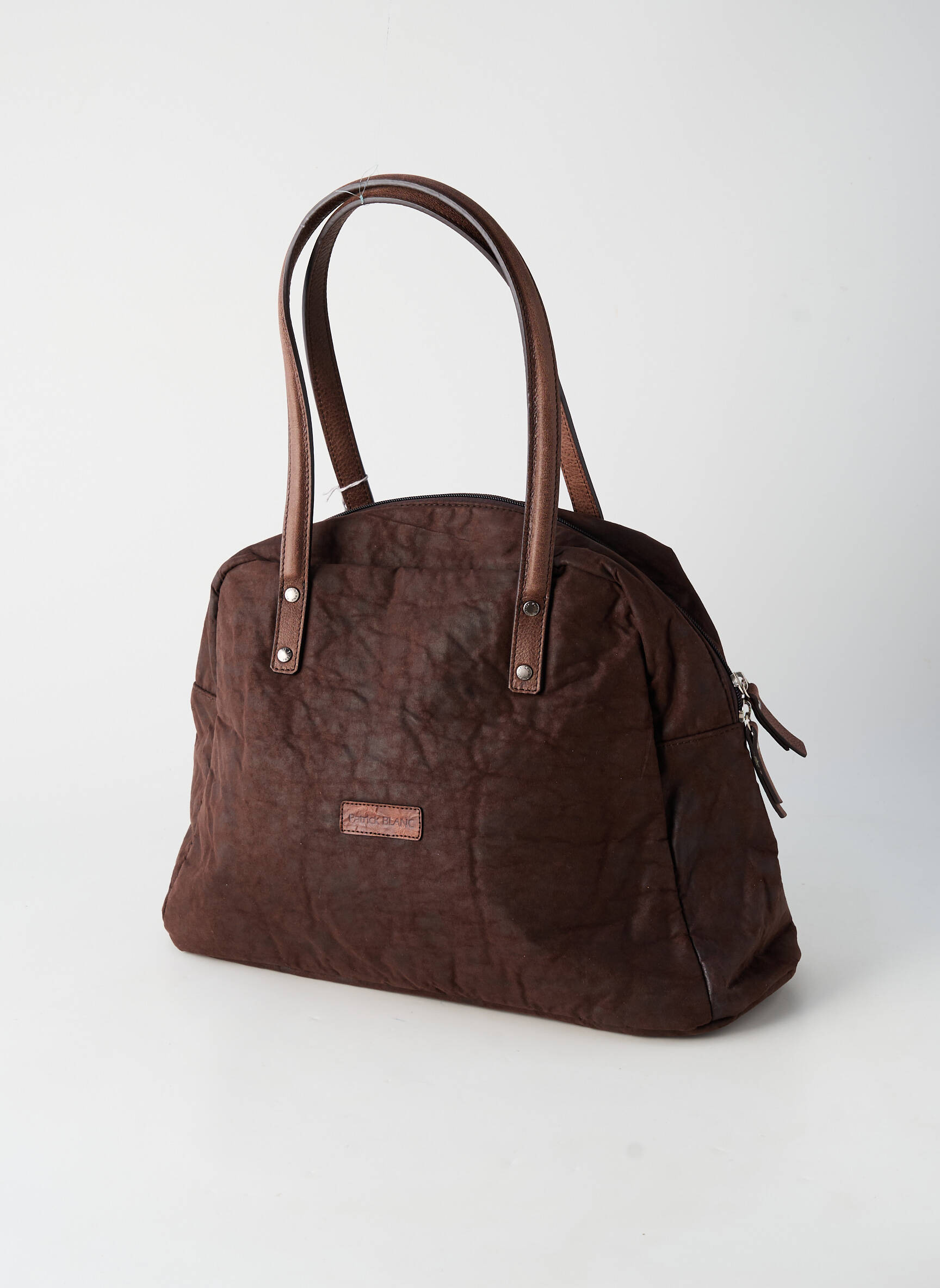 Sac fermeture zippée forme rectangulaire marron PATRICK BLANC femme