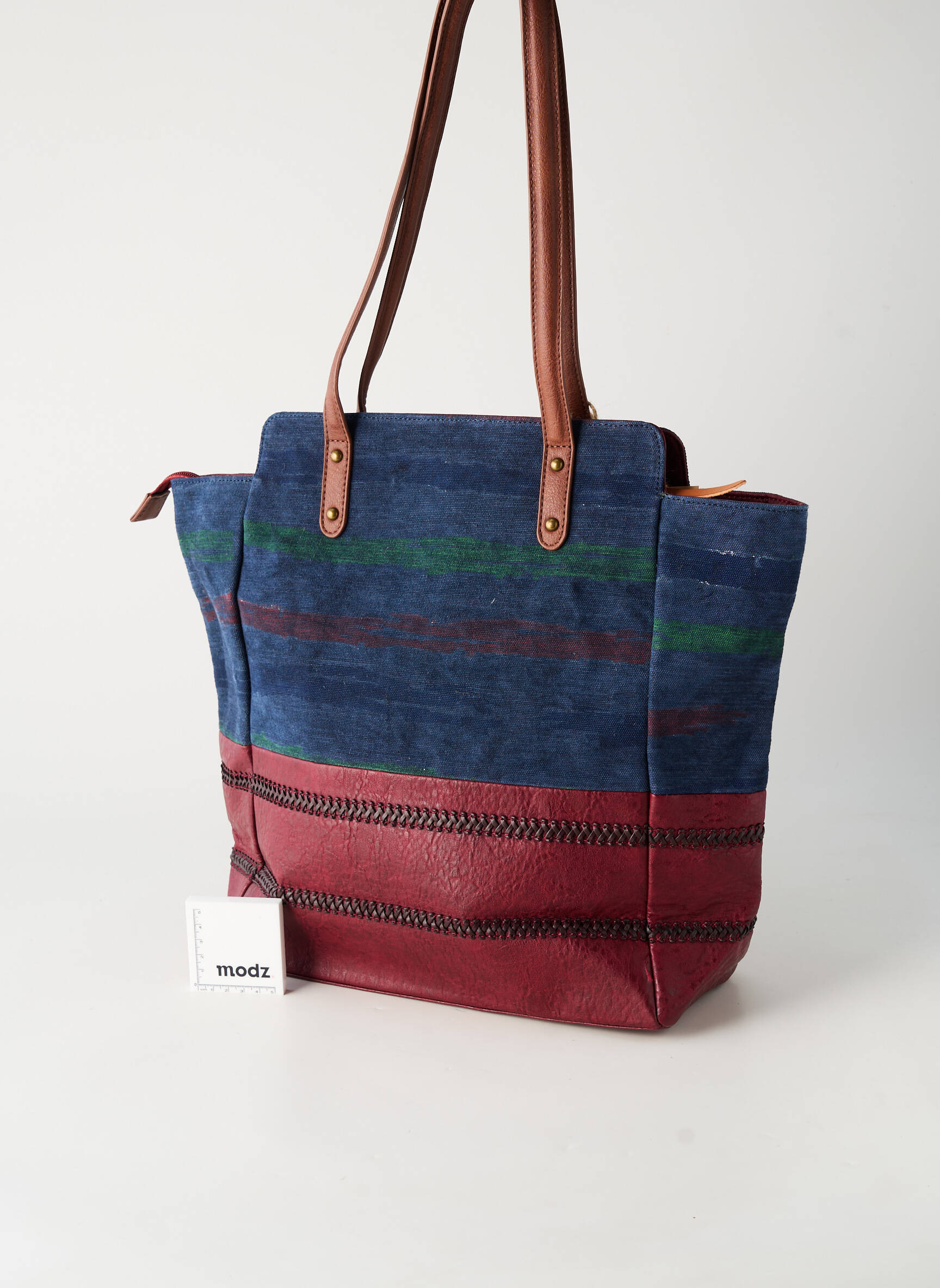 Sac fermeture zippée forme cabas bleu APOLINE femme