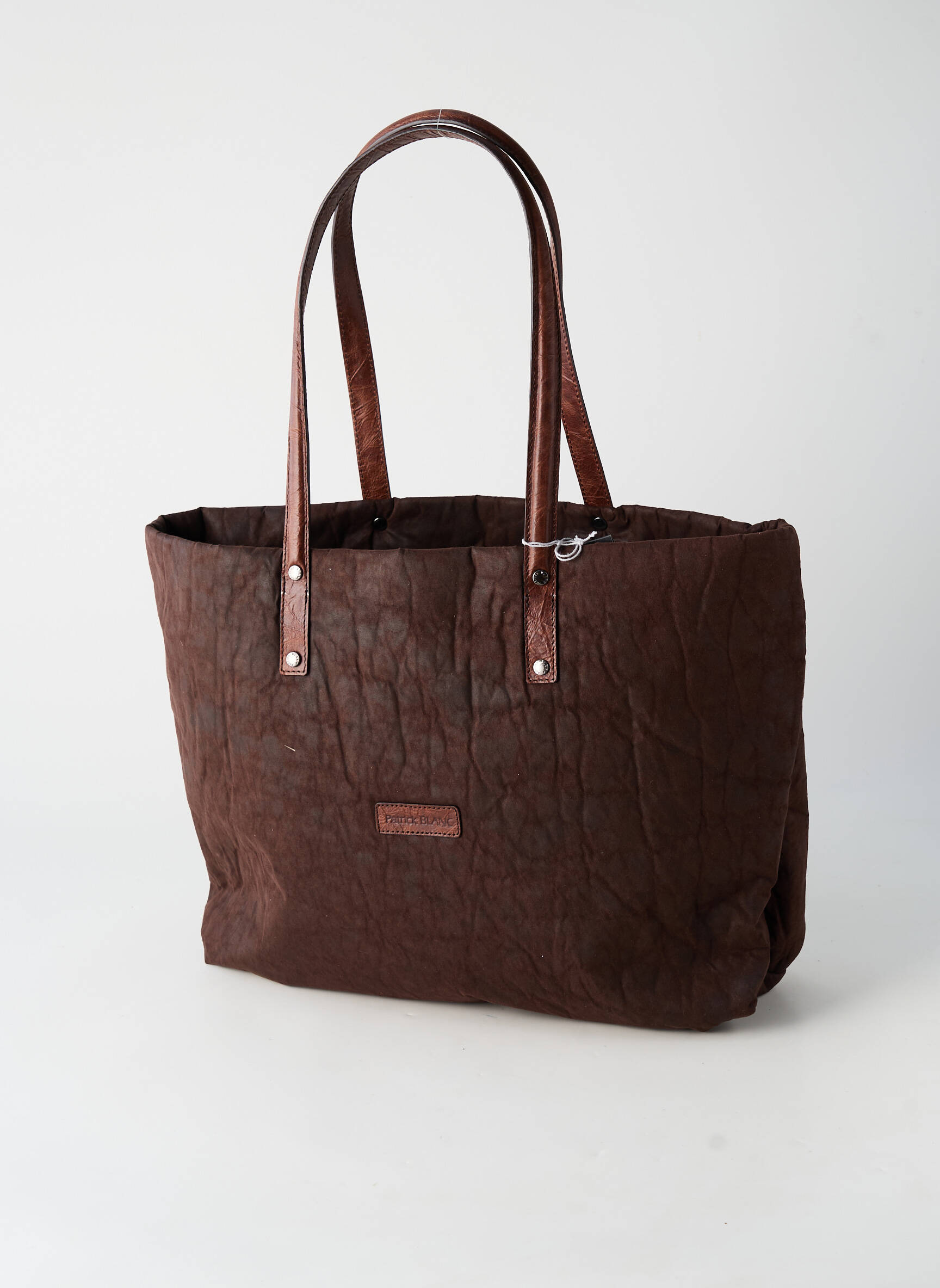 Sac fermeture zippée forme cabas marron PATRICK BLANC femme
