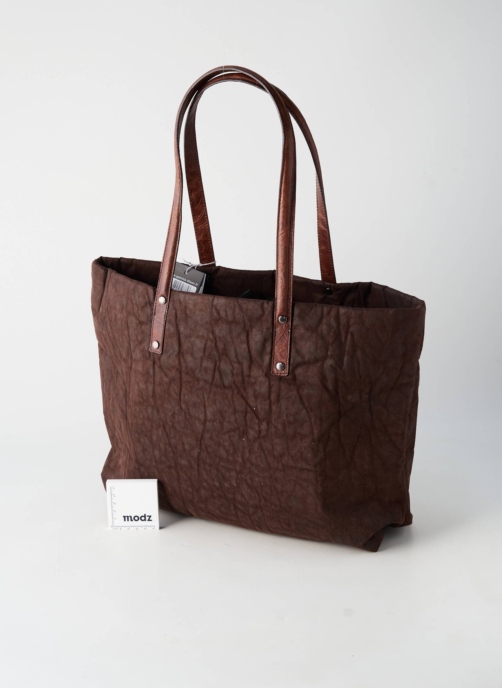 Sac fermeture zippée forme cabas marron PATRICK BLANC femme