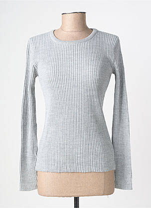 Pull coupe cintrée manches longues gris clair FELINO femme