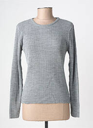 Pull coupe cintrée manches longues gris FELINO femme