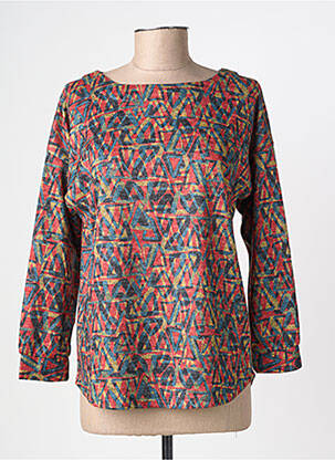 Pull coupe droite manches longues bleu FELINO femme