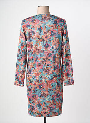 Robe mi-longue imprimé fantaisie manches longues bleu FELINO femme