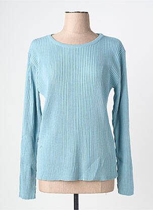 Pull coupe cintrée manches longues bleu FELINO femme
