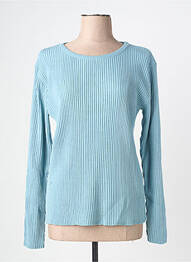 Pull coupe cintrée manches longues bleu FELINO femme