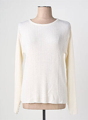 Pull coupe cintrée manches longues blanc FELINO femme