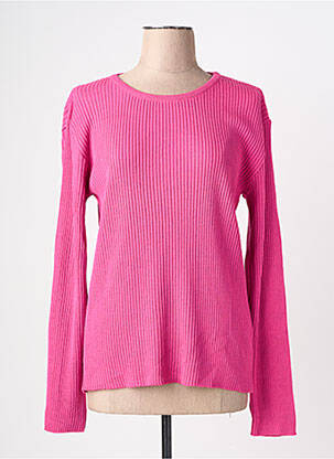 Pull coupe cintrée manches longues rose fonce FELINO femme
