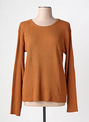 Pull coupe cintrée manches longues marron FELINO femme
