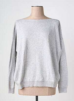 Pull col bateau manches longues gris FELINO femme