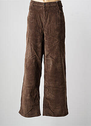 Pantalon large fermeture zippée sous rabat boutonné taille normale marron ONLY CARMAKOMA femme