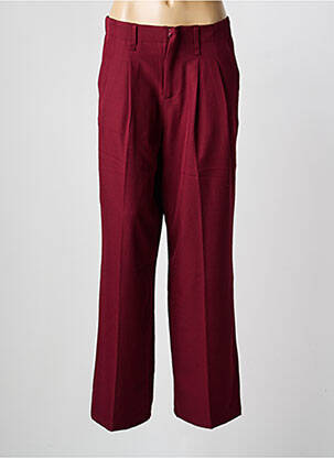 Pantalon large tissage crêpe taille haute rouge KILKY femme