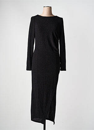 Robe longue manches longues manches longues noir KILKY femme