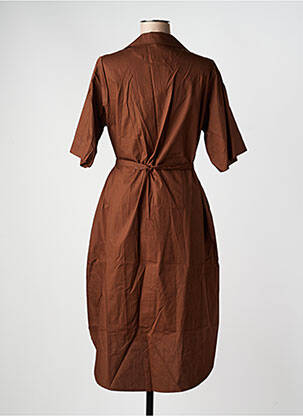 Robe mi-longue manches 3/4 manches 3/4 marron JS MILLENIUM femme