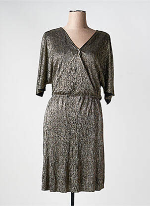 Robe mi-longue manches courtes manches courtes or AKOZ DE TOI femme