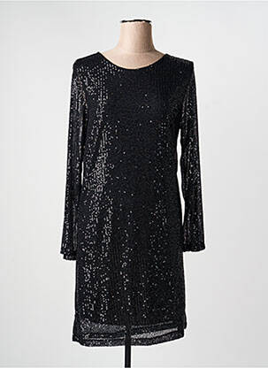 Robe courte coupe fluide manches longues noir JOLIFLY & JUSTINE Y femme