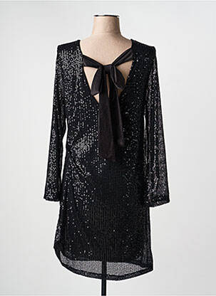 Robe courte coupe fluide manches longues noir JOLIFLY & JUSTINE Y femme
