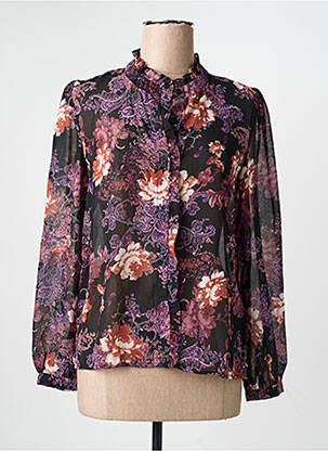 Chemisier imprimé fleurs manches longues noir PEACE N'LOVE femme