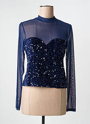 Top stretch manches longues bleu KILKY femme
