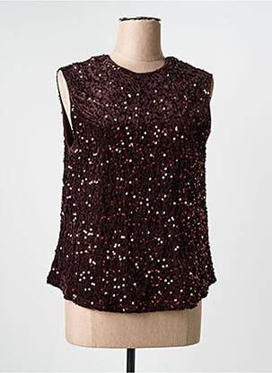 Top coupe cintrée sans manche marron JS MILLENIUM femme