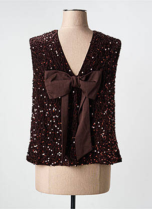 Top coupe cintrée sans manche marron JS MILLENIUM femme