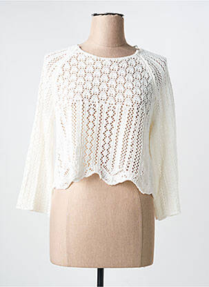 Pull coupe droite manches longues blanc ONLY femme