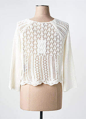Pull coupe droite manches longues blanc ONLY femme
