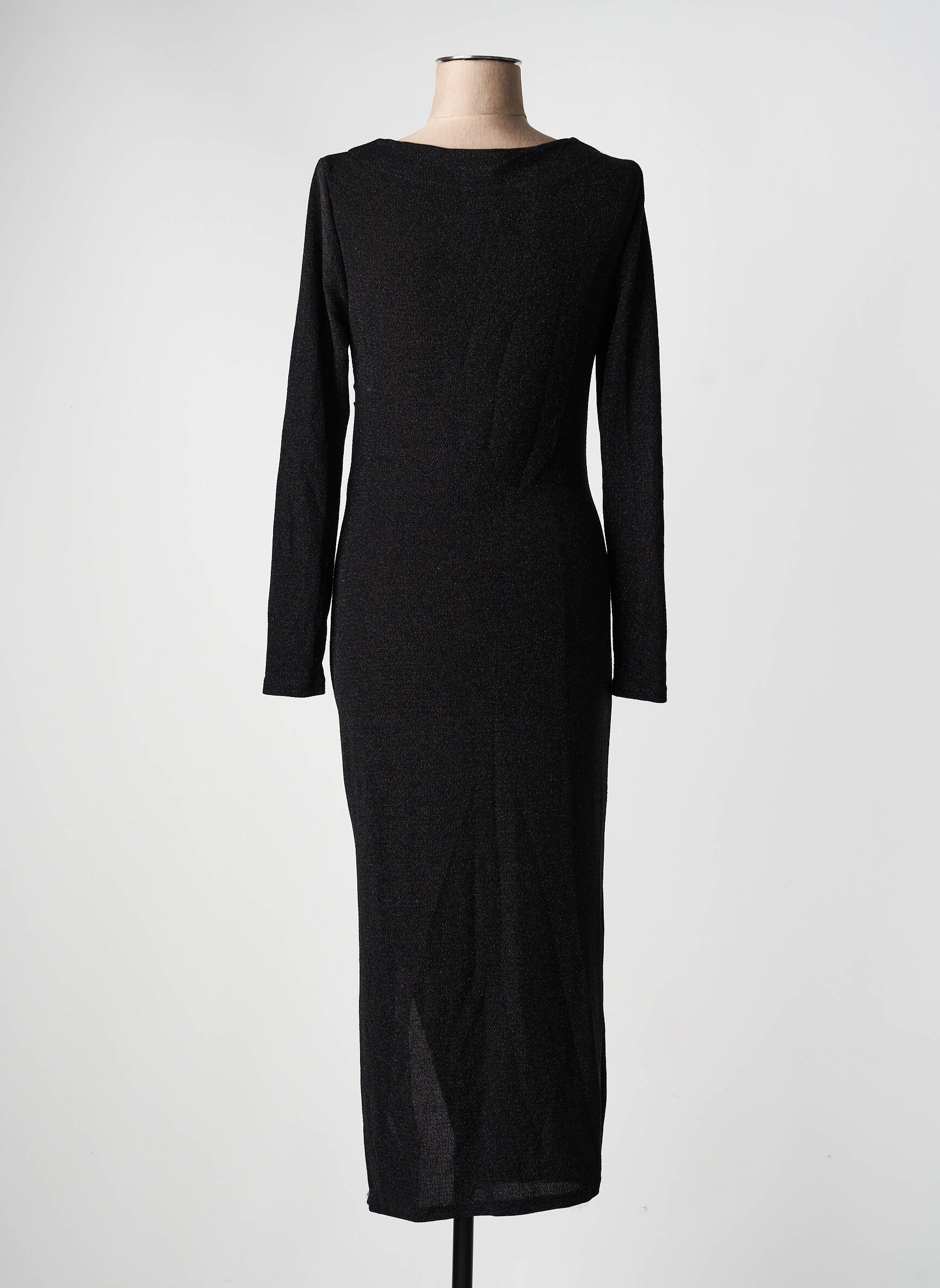 Robe longue manches longues manches longues noir KILKY femme
