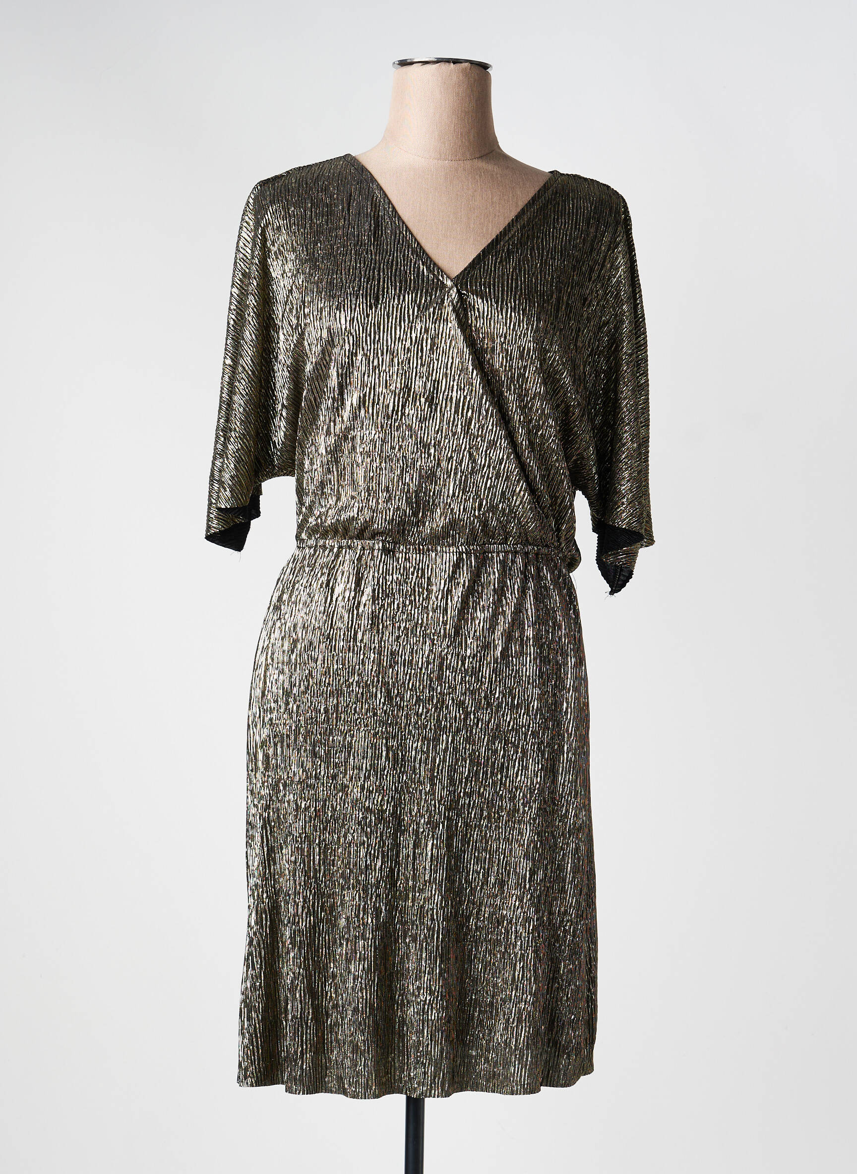 Robe mi-longue manches courtes manches courtes or AKOZ DE TOI femme