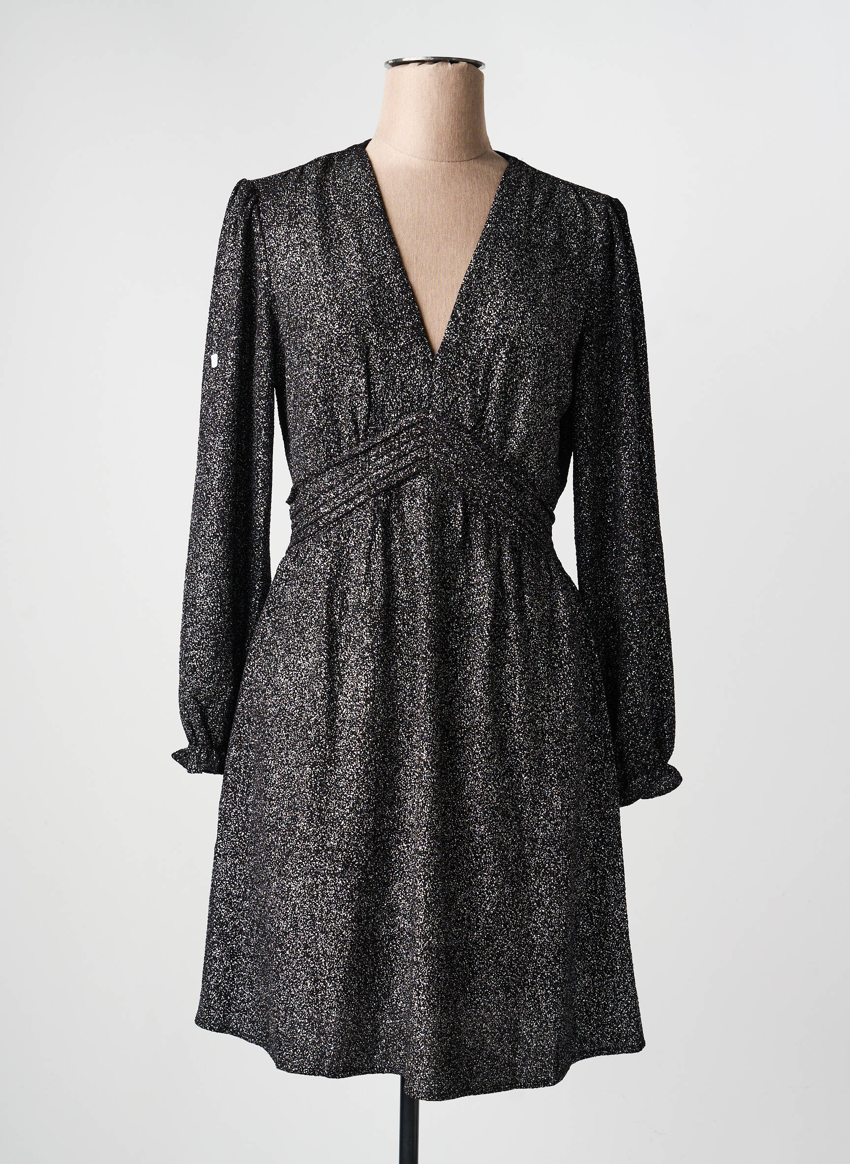 Robe courte manches longues manches longues argent MAELLE femme