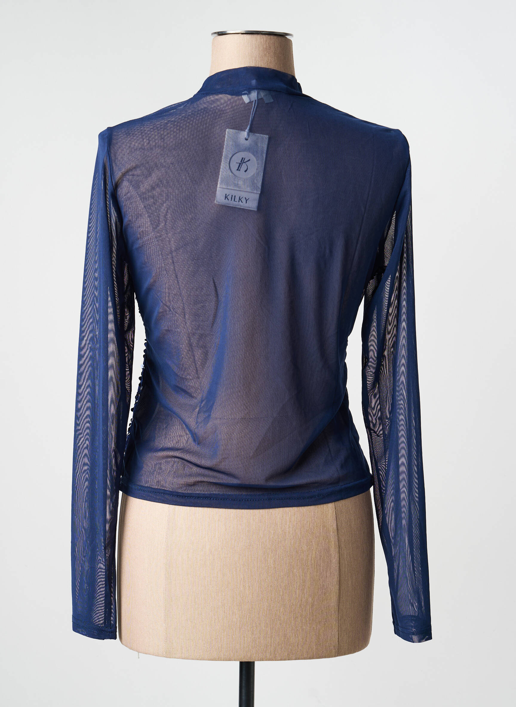 Top stretch manches longues bleu KILKY femme