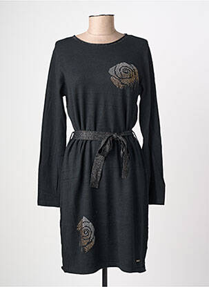 Robe pull coupe cintrée manches longues noir FELINO femme