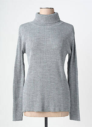 Pull col roulé tissage chiné manches longues gris FELINO femme