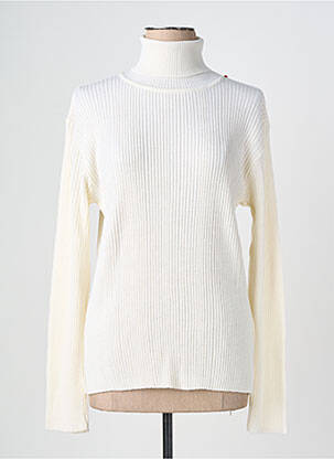 Pull col roulé tissage côtelé manches longues beige FELINO femme